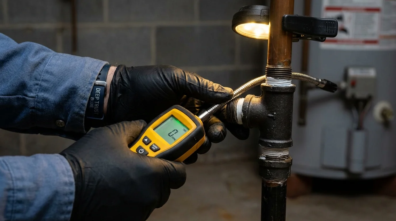Gas leak detection with electronic sniffer by Johns Plumbing LLC in Brookfield